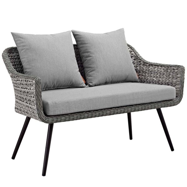 Modway Furniture Endeavor Outdoor Patio Wicker Rattan Loveseat, Gray EEI-3024-GRY-GRY